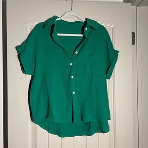 Green Button-Up Women's Top